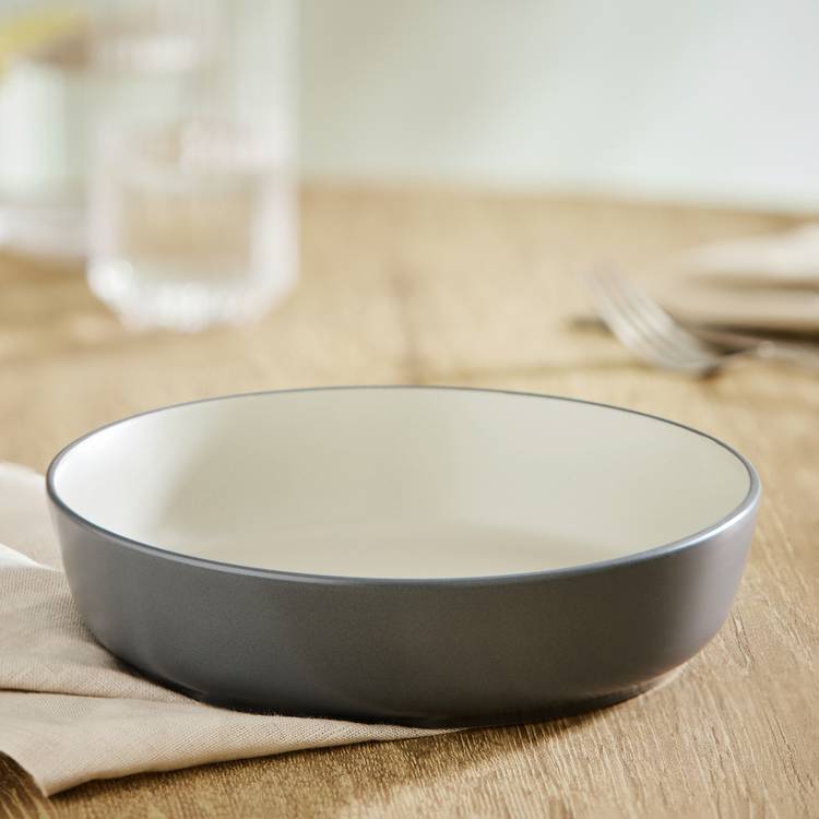Habitat Two Tone 4 Piece Stoneware Pasta Bowls - Grey