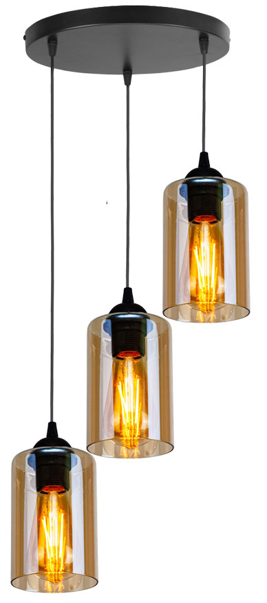Lampa wisząca czarno-bursztynowy BISTRO 3xE27x40W Candellux