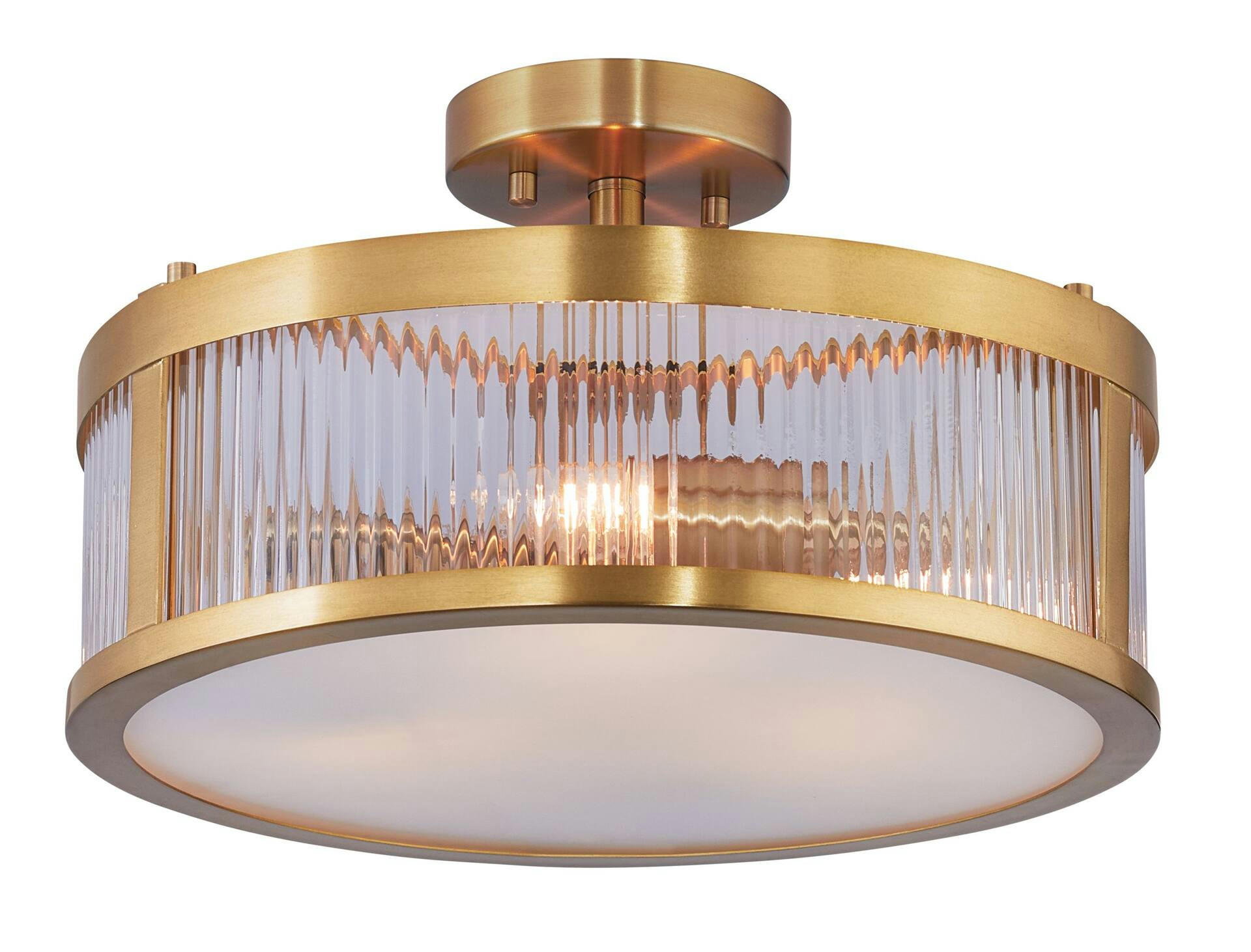 CANVAS 3-Light Flushmount, Brushed Brass