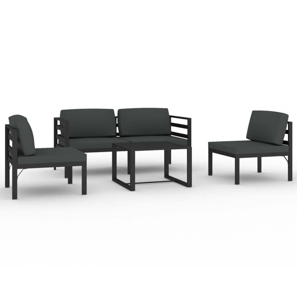 5-cz. zestaw mebli ogrodowych, poduszki, aluminium, antracyt