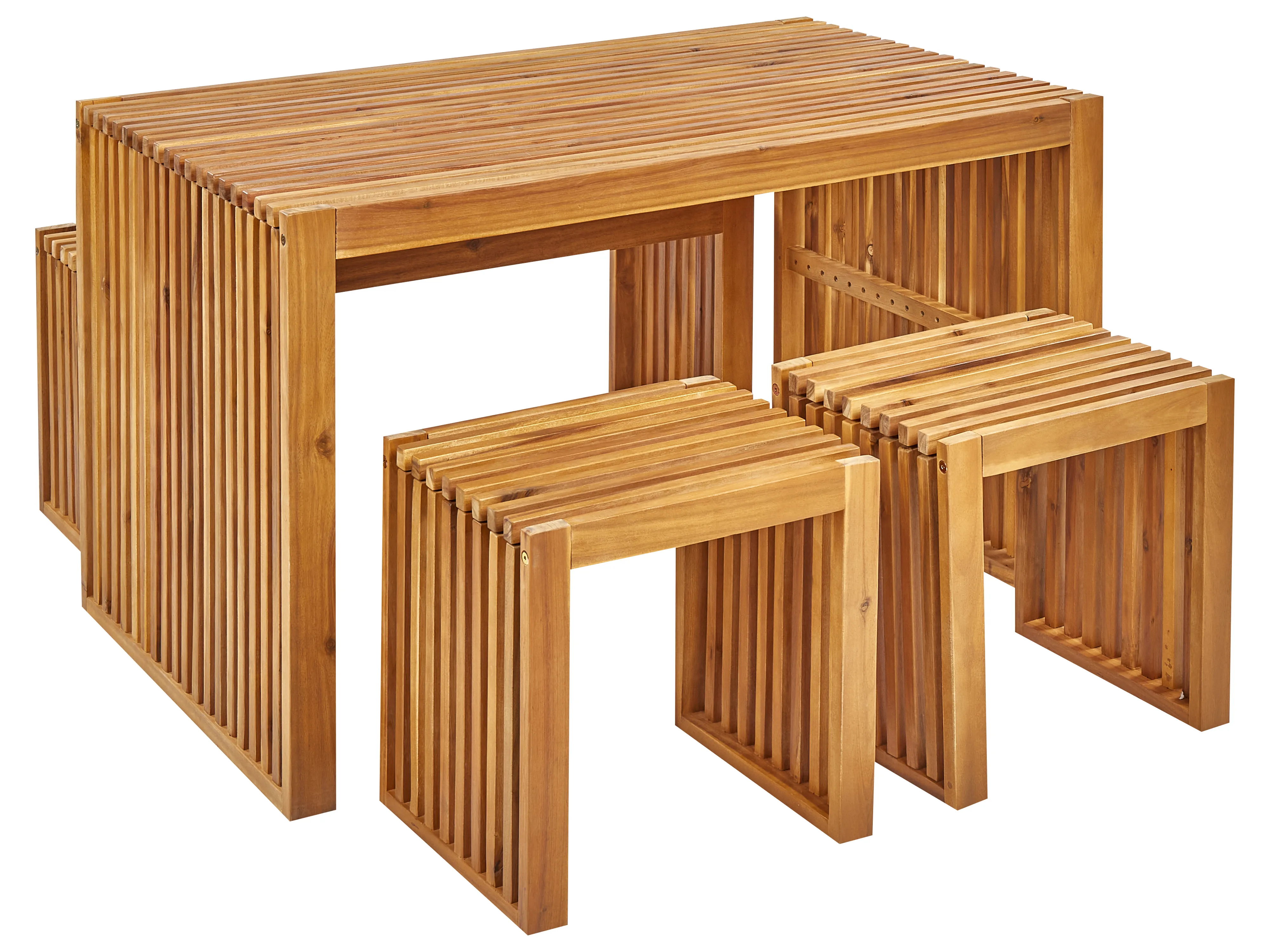 Garden Dining Set with Benches 4 Seater BELLANO Acacia Wood Brown