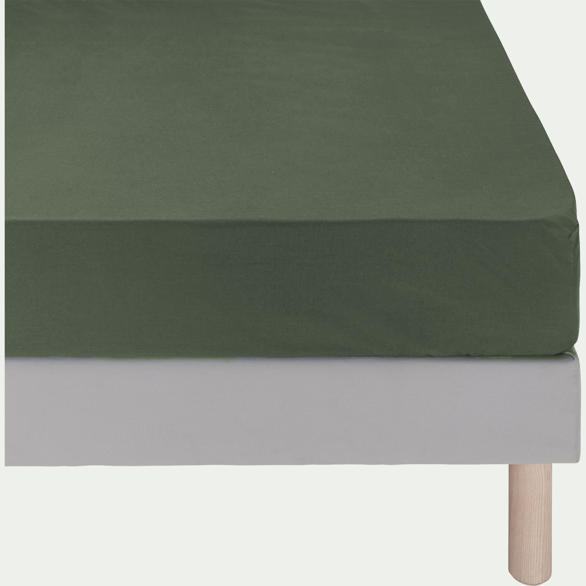 EOLI - Drap housse en coton 90x200cm B30cm - vert cèdre