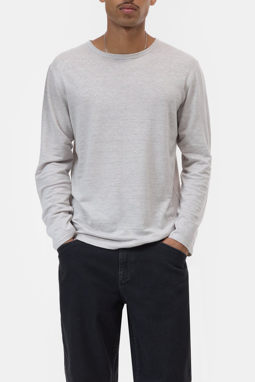 Langarmshirt aus Leinen-Mix