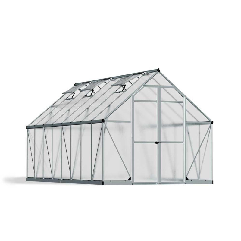 Serre en polycarbonate Essence argentée 11,5 m² CANOPIA