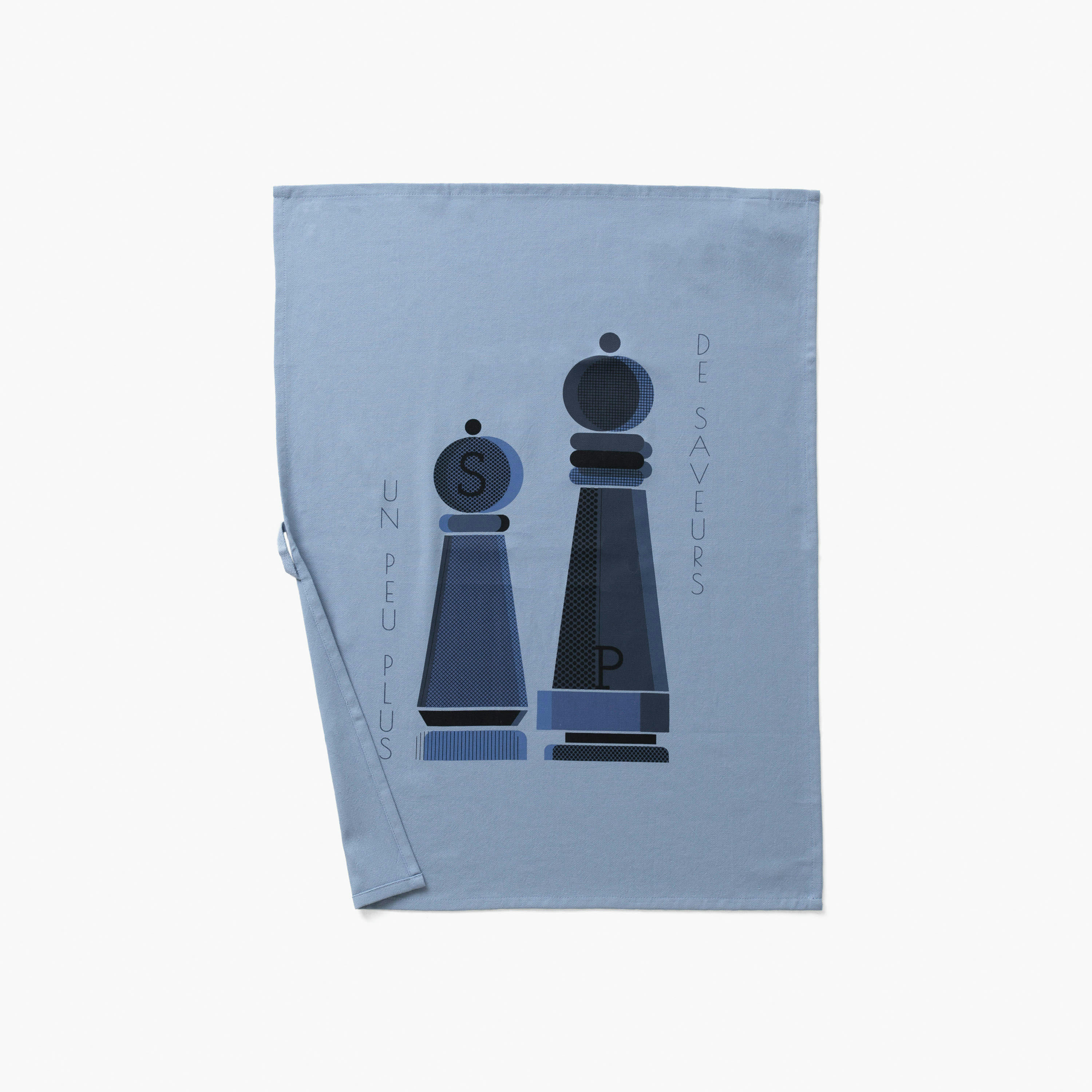 SAVEURS - Torchon de cuisine imprimé bleu 50 x 70 cm