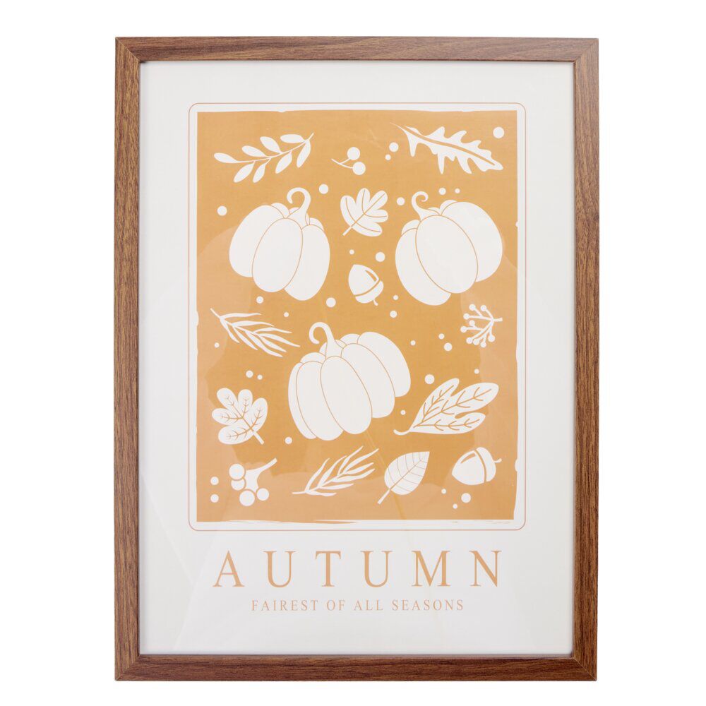 Tableau automne citrouilles cadre en bois 30x40cm (2 modèles)