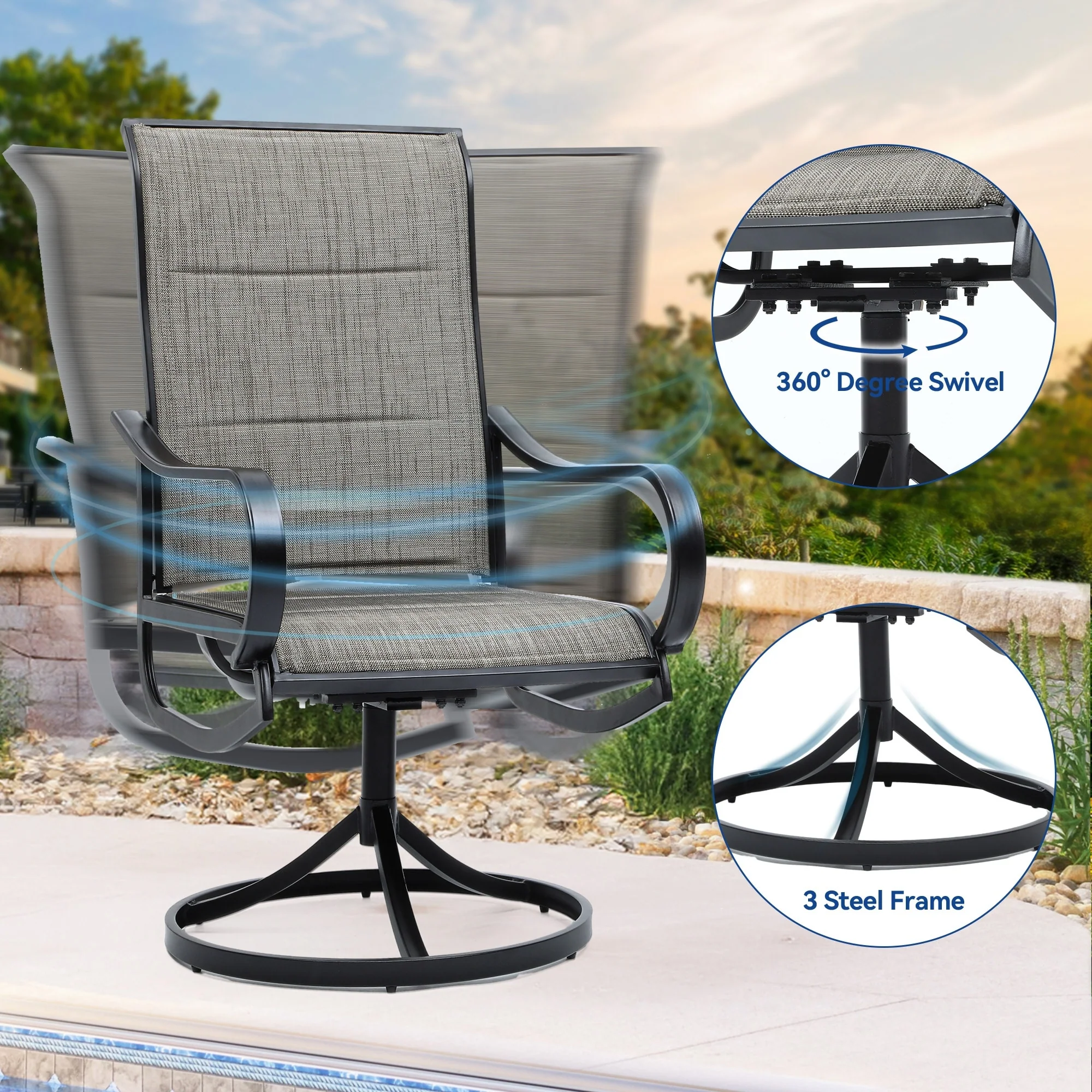 Swivel Outdoor Dining Armchair Collection (Set of 2)