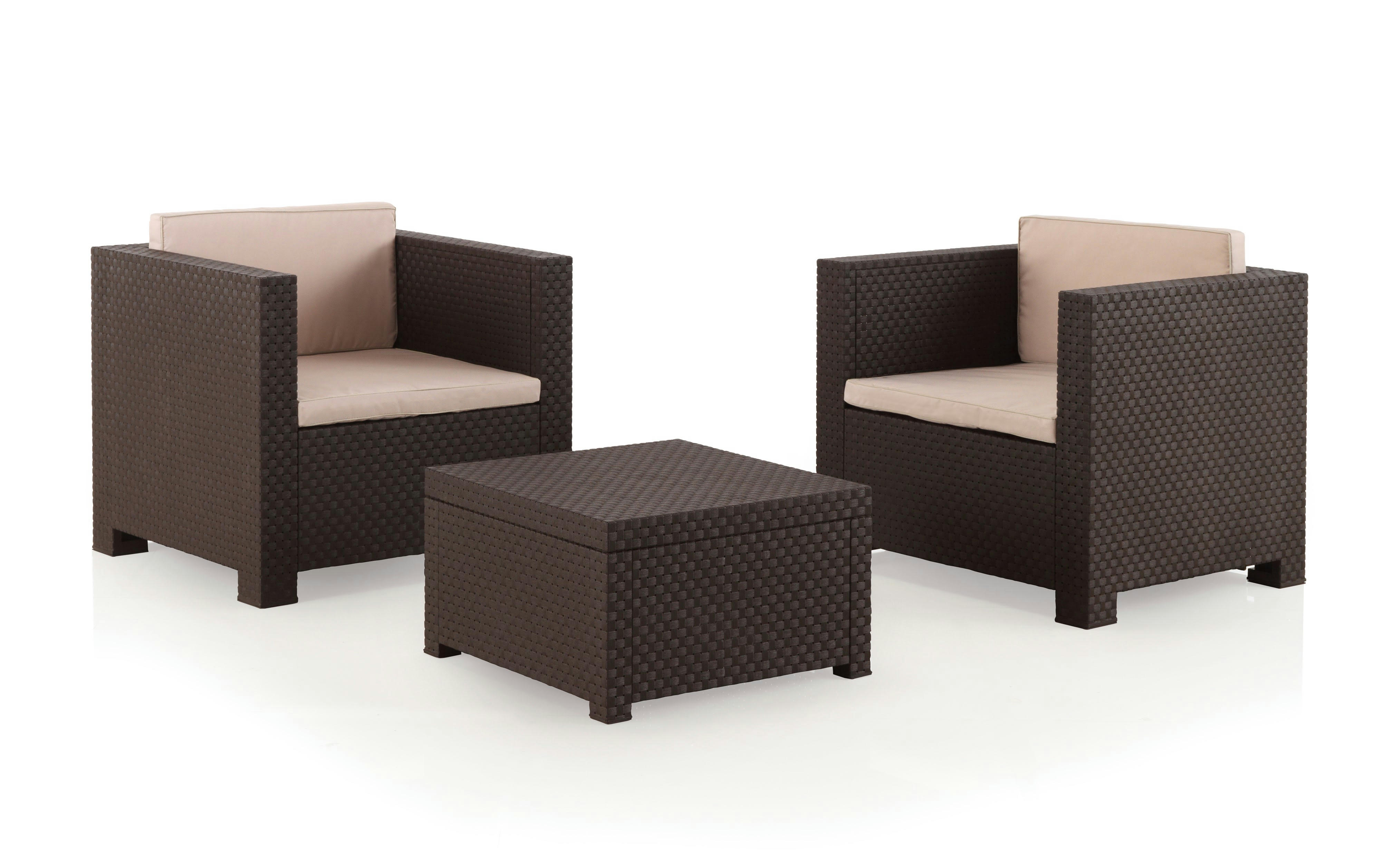 DIVA CONFORT - Salon de jardin en résine recyclée 2 places wengué