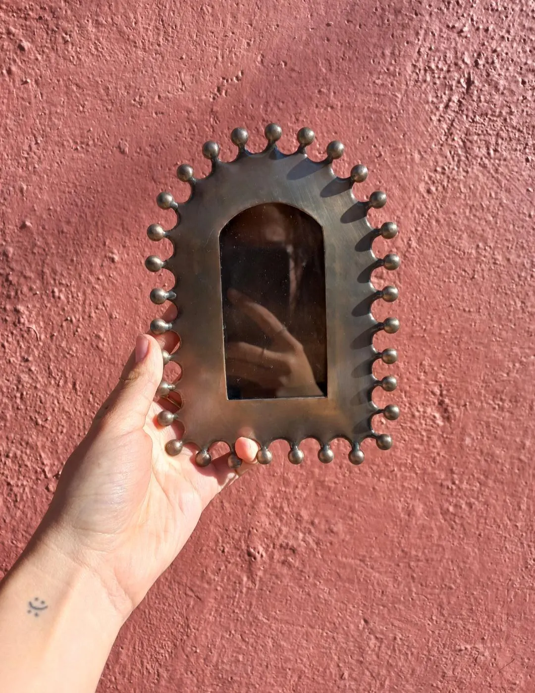 TIN NICHO 7 inch tall, Punched Tin, Handmade in Mexico, Mexican Artisanal handcrafted handmade silver & copper color