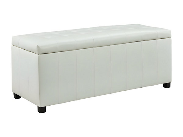 Banc coffre de rangement CONCIERTO en simili - Blanc