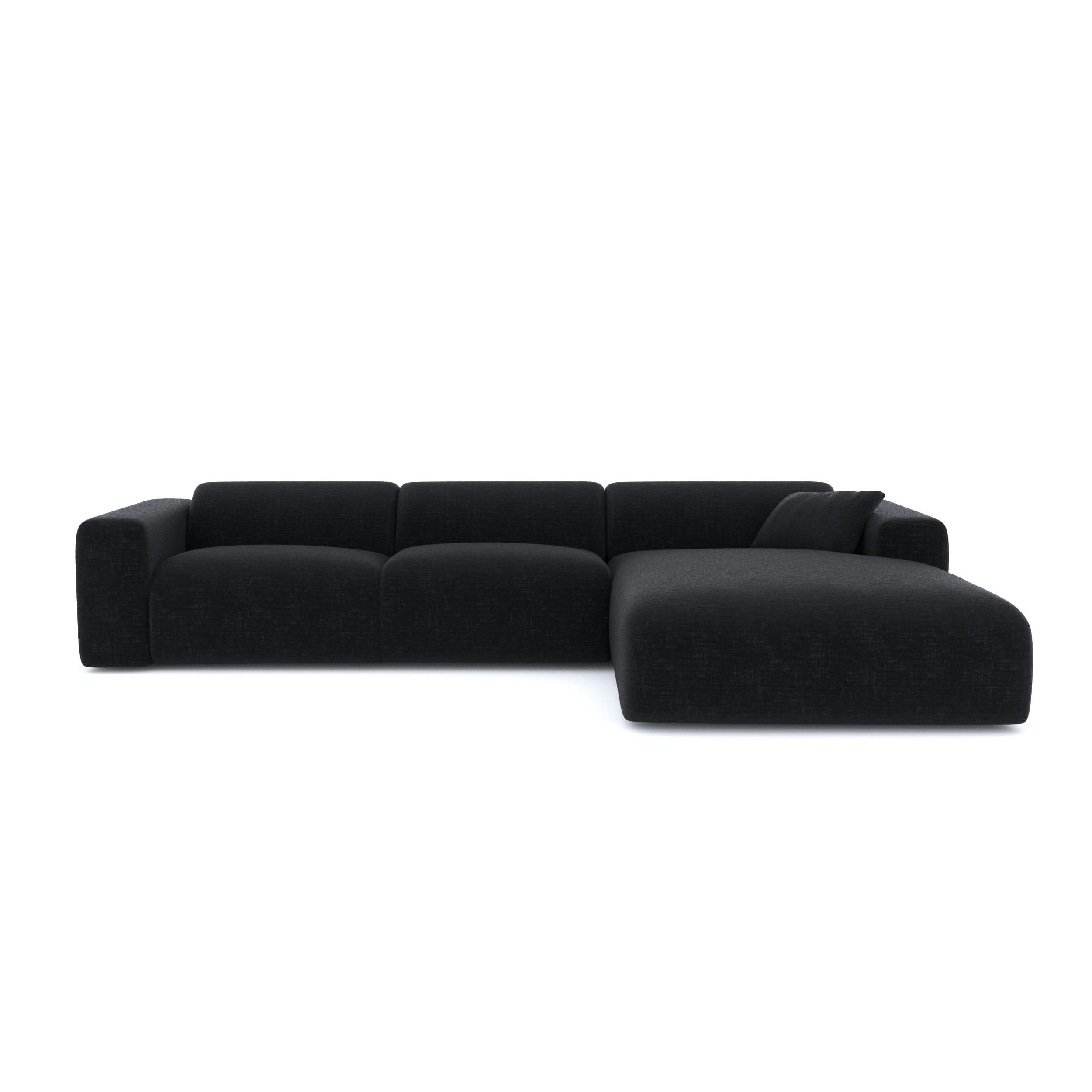 MYRA - Canapé grand angle droit velours texturé anthracite