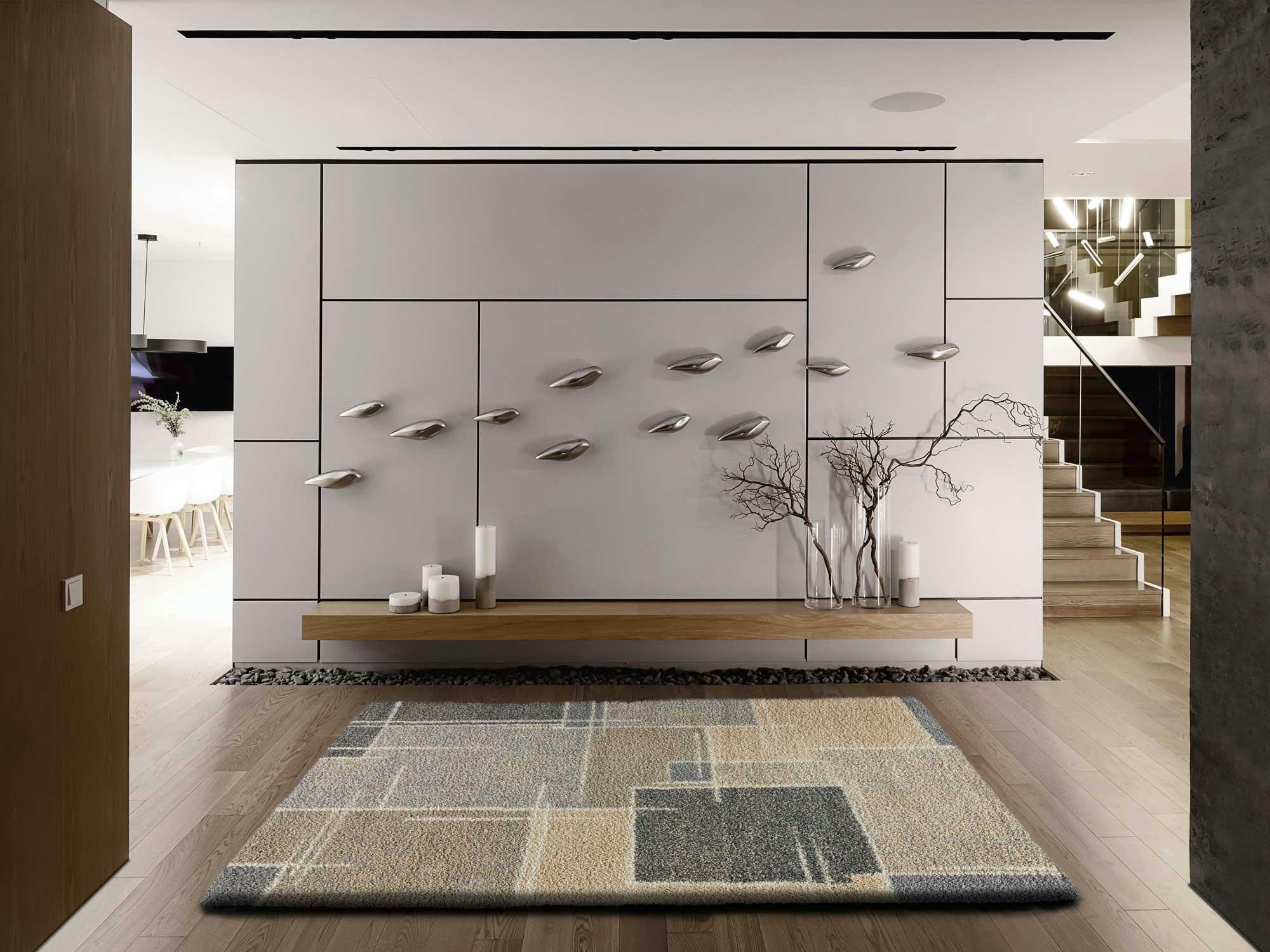 IRATI - Tapis shaggy géométrique beige, 160X230 cm