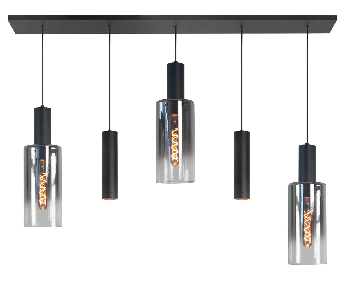 Highlight hanglamp Perugia - 5 lichts - 120 x 165  cm - zwart