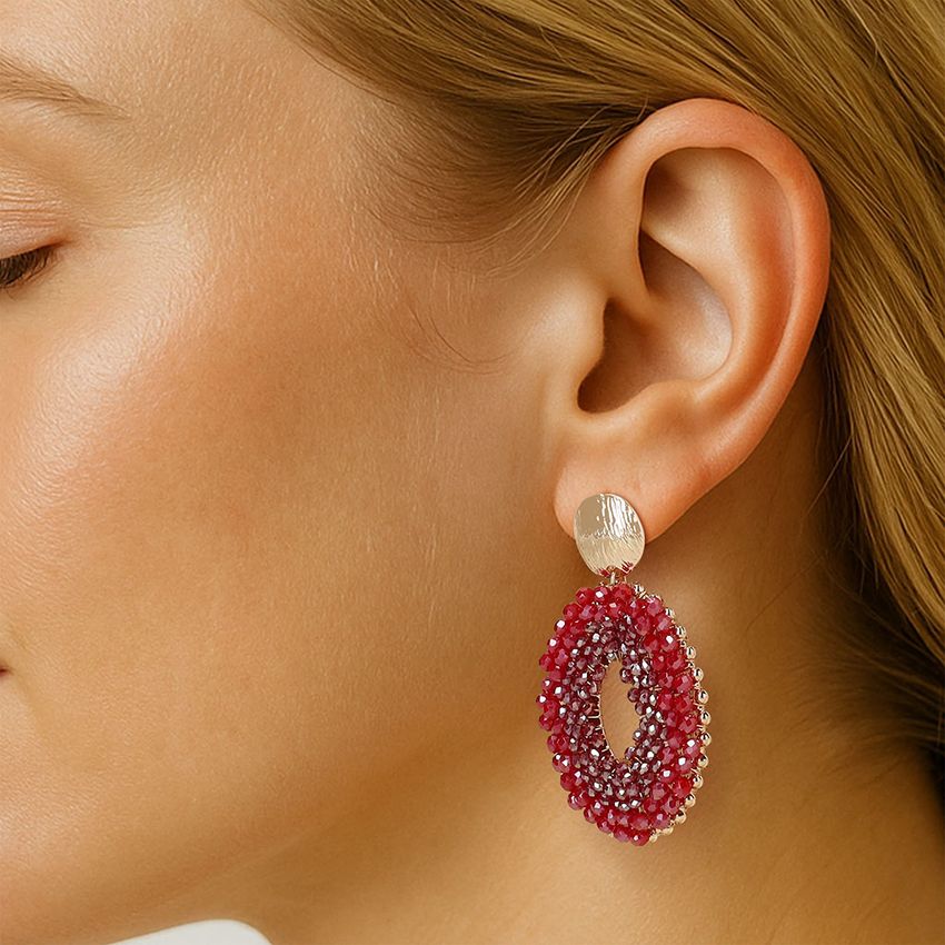 Manfield Burgundy kralen oorbellen