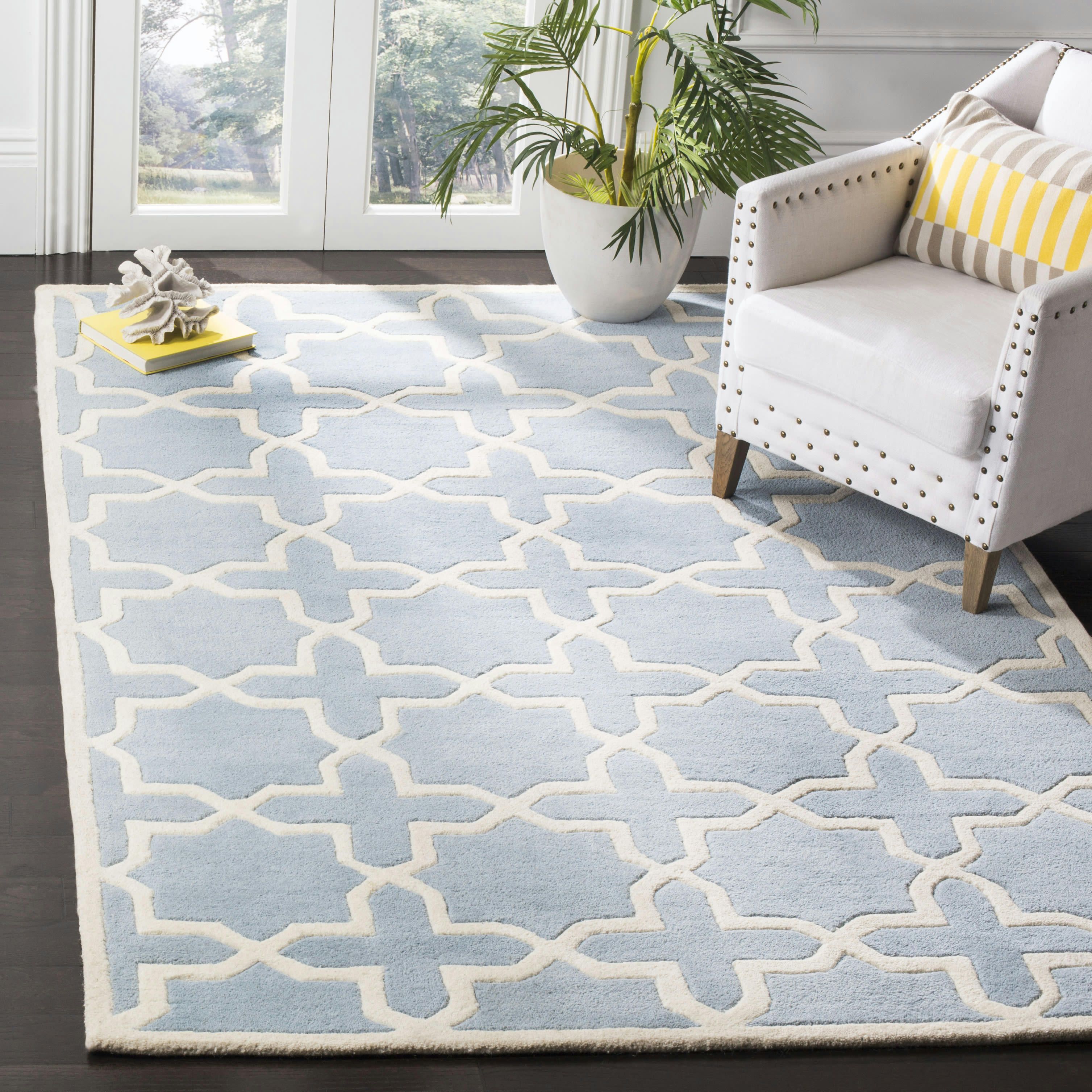 CHATHAM - Tapis de salon interieur en bleu & ivoire, 122 x 183 cm