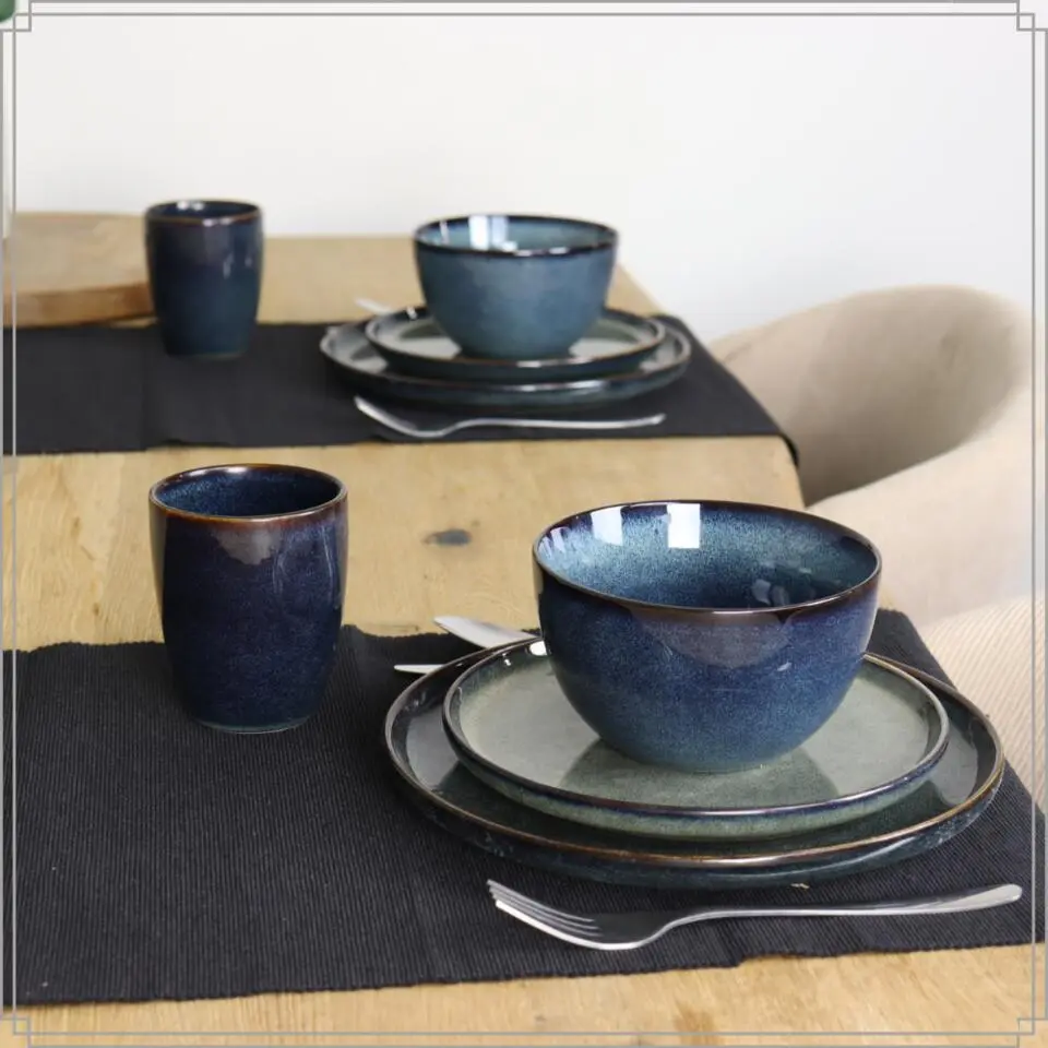 OTIX Serviesset 12 Delig Ebony - Blauw