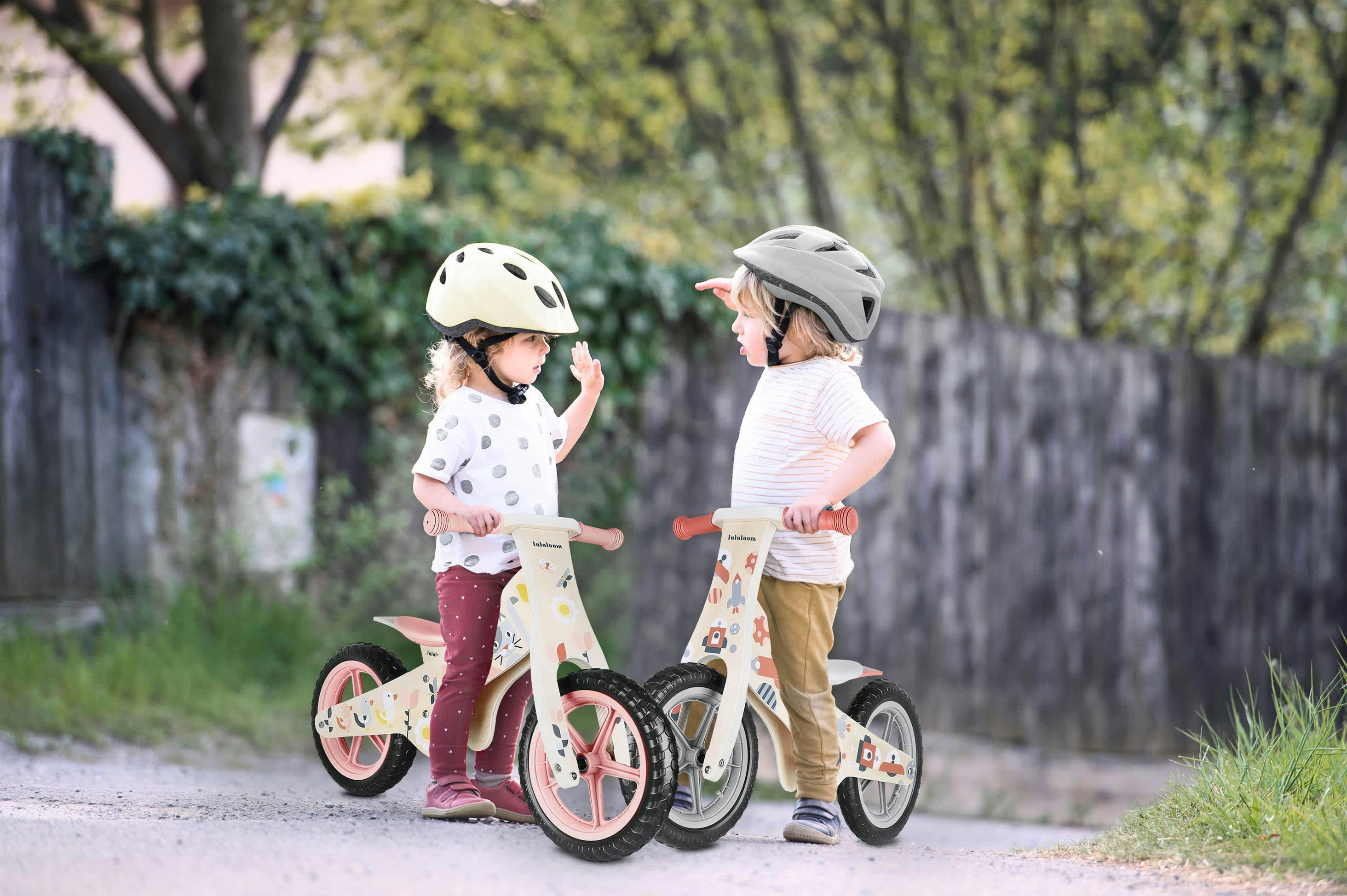 - Vélo sans pédales pour enfants, bois naturel rose