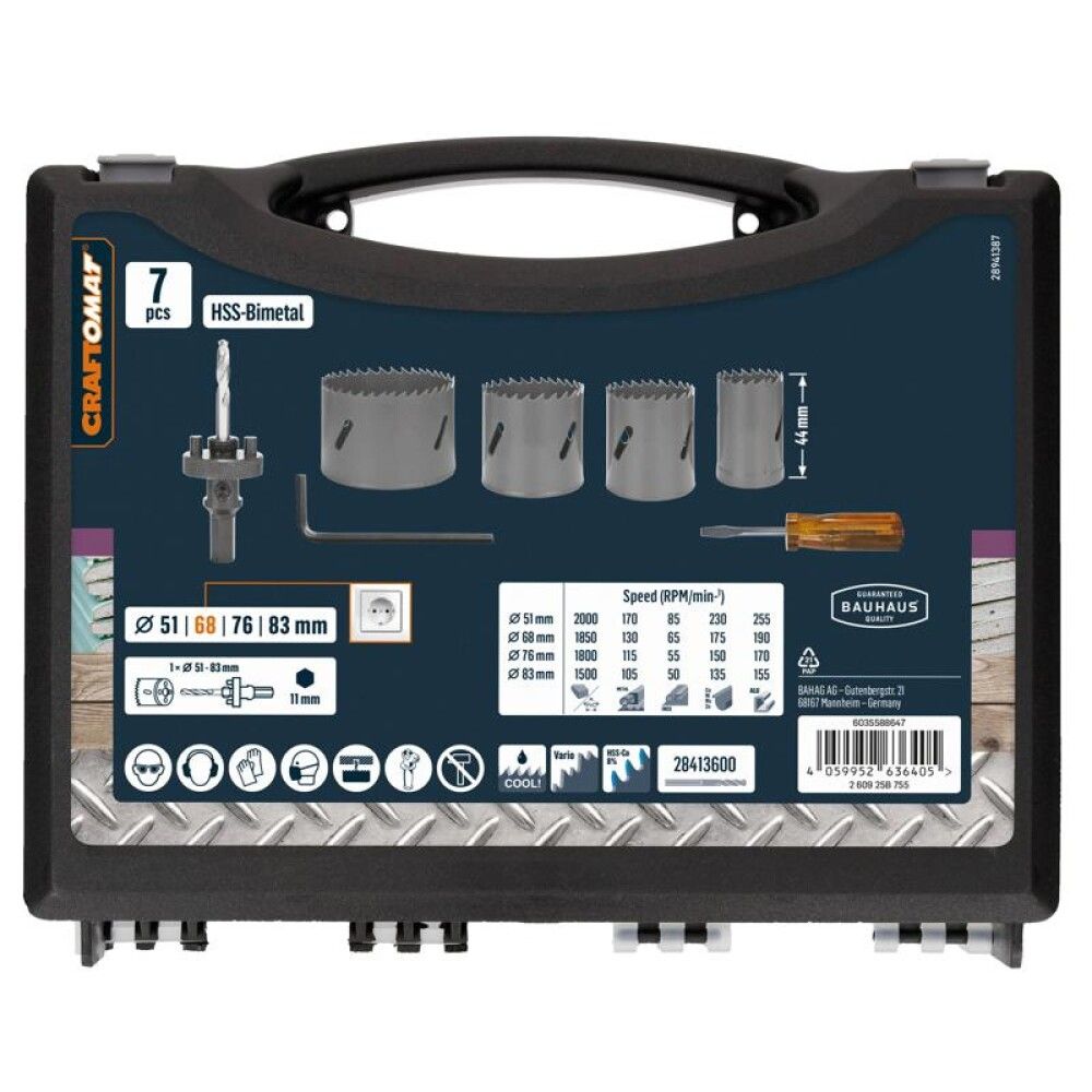 HULLSAGSETT CRAFTOMAT HSS BIMETALL Ø51-83MM 7 DELER