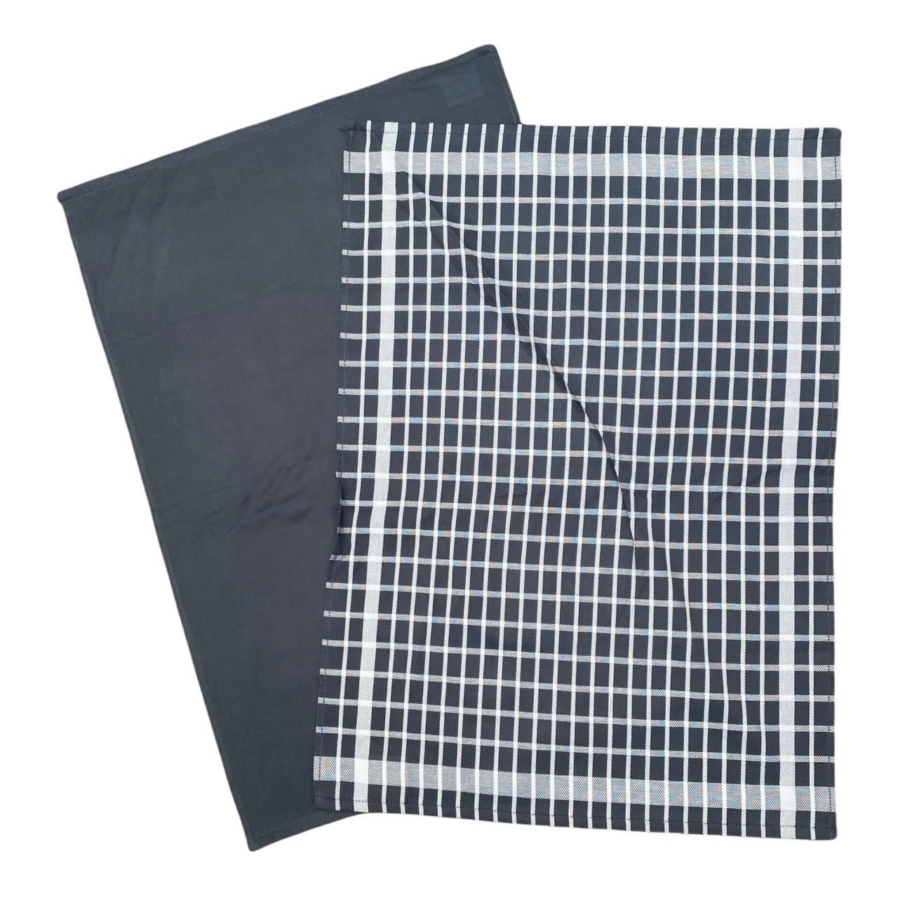 Carreaux classiques - Deux  duos torchons assortis bicolores  carreaux  gris