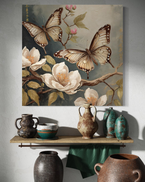 Feeby Obraz na płótnie, Motyl Natura Kwiaty 30x30
