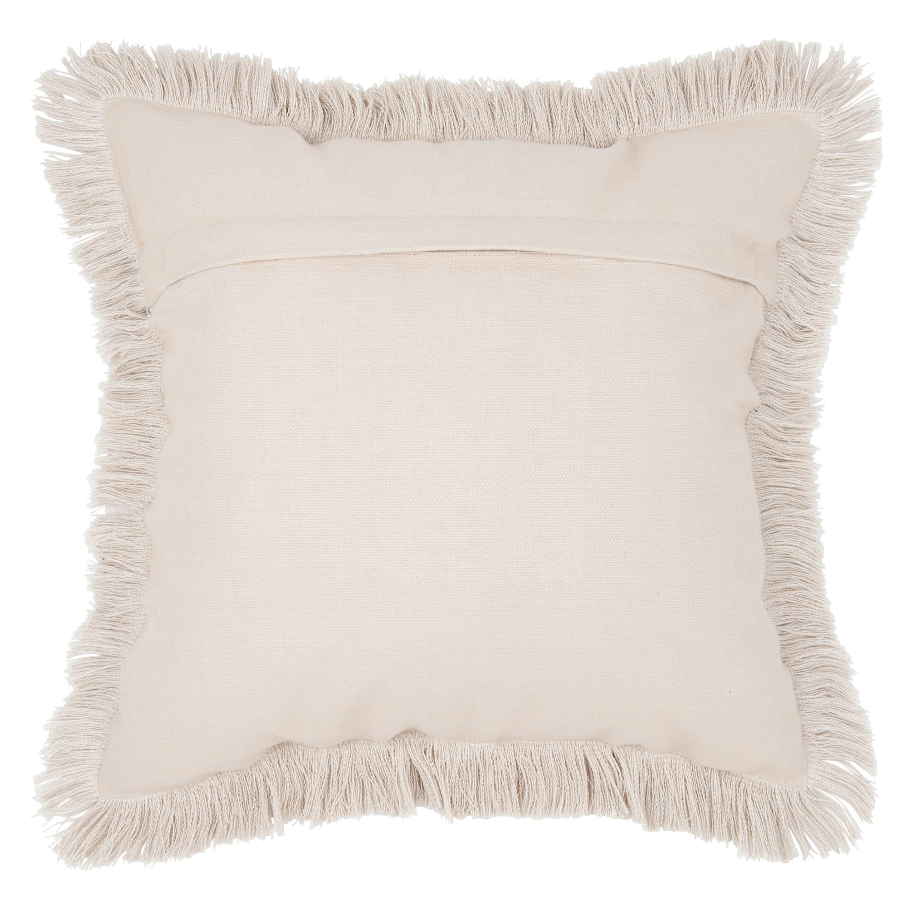 NAPAL - Housse de coussin en coton imprimé palmiers multicolores à pompons 40x40
