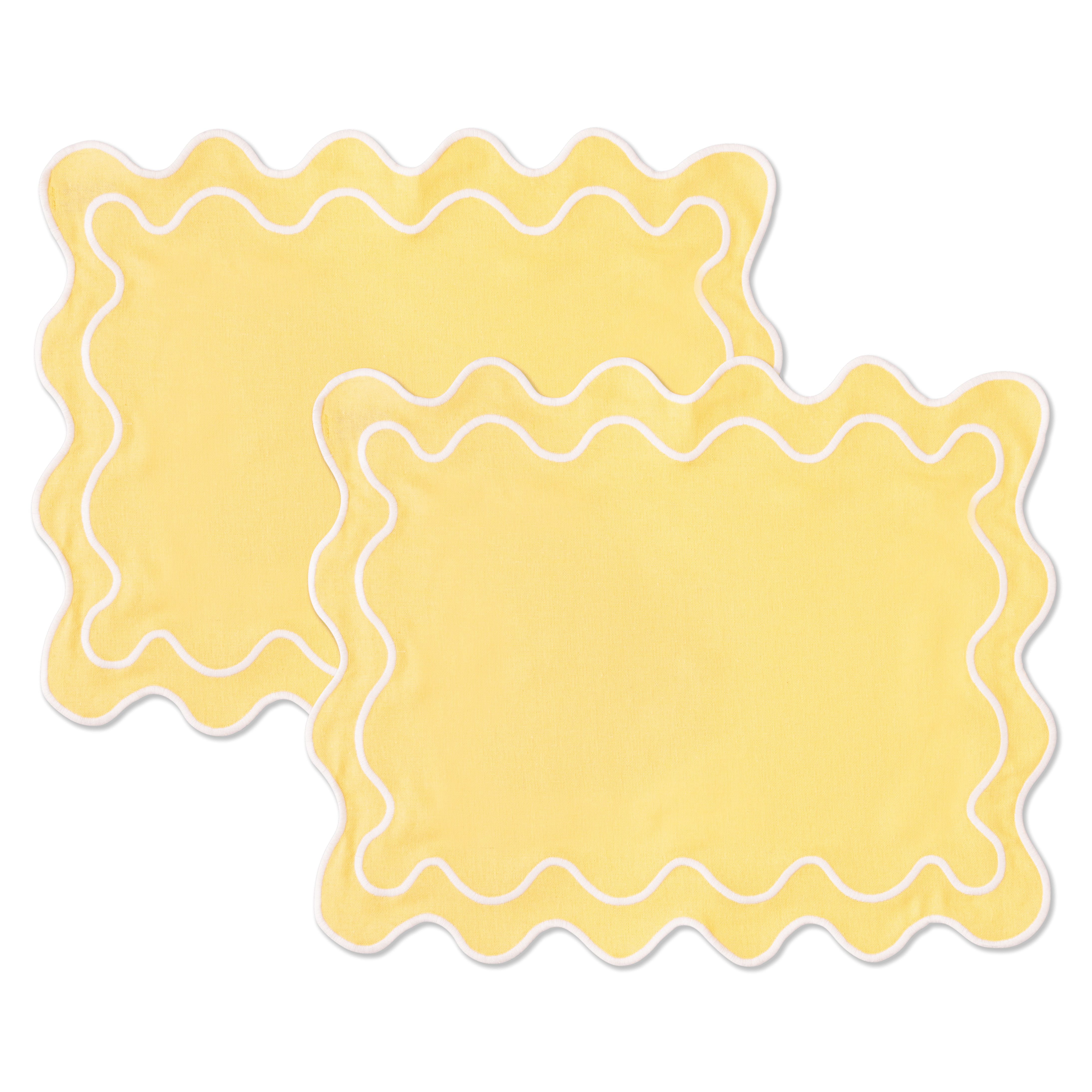 Kulu Club placemats Wavy - linnenmix - geel - set van 2
