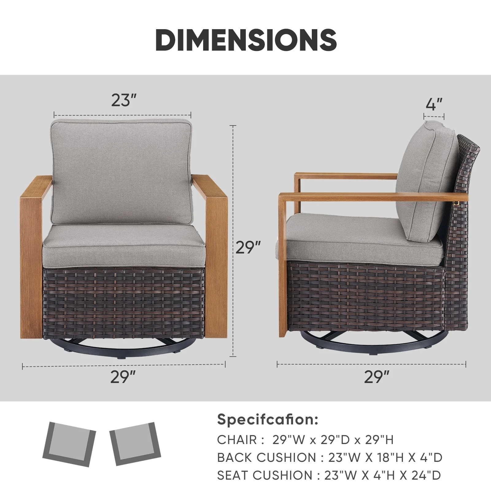 Gymojoy Patio Swivel Glider Chairs Set of 4