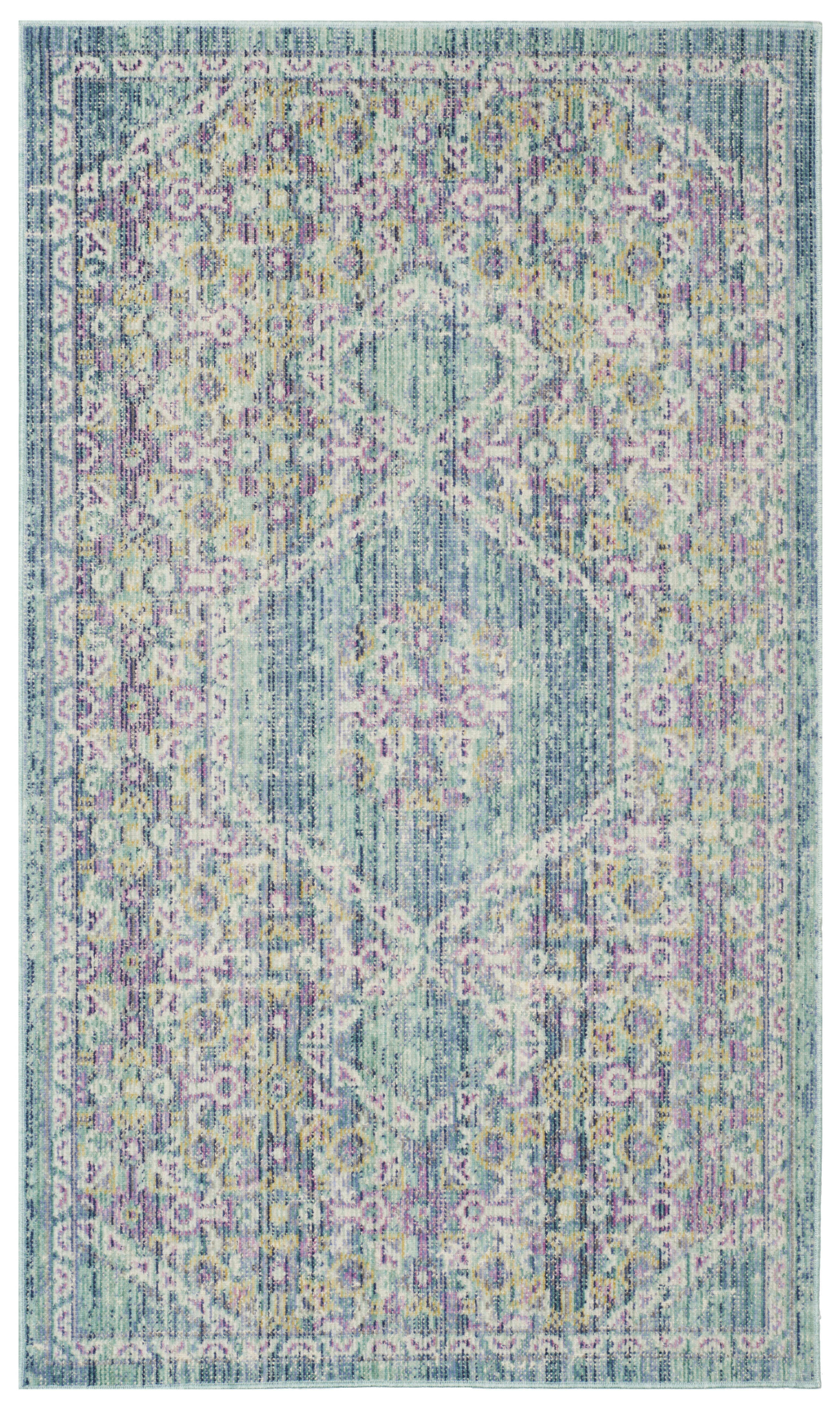 WINDSOR - Tapis de salon interieur en spa blue & multi, 122 x 183 cm