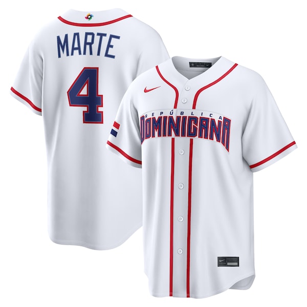Ketel Marte Dominican Republic Baseball Nike 2026 World Baseball Classic Home Stadium Jersey - White