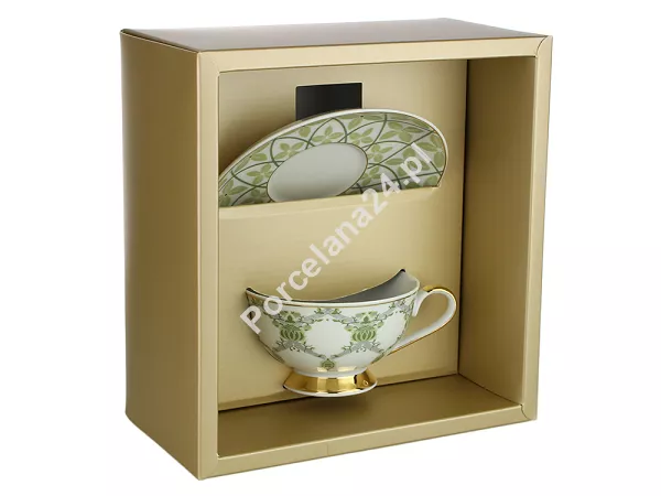 Filiżanka ze spodkiem do herbaty 0,22 L / 14,5 cm Ćmielów - Astra G904 Meander GIFT BOX