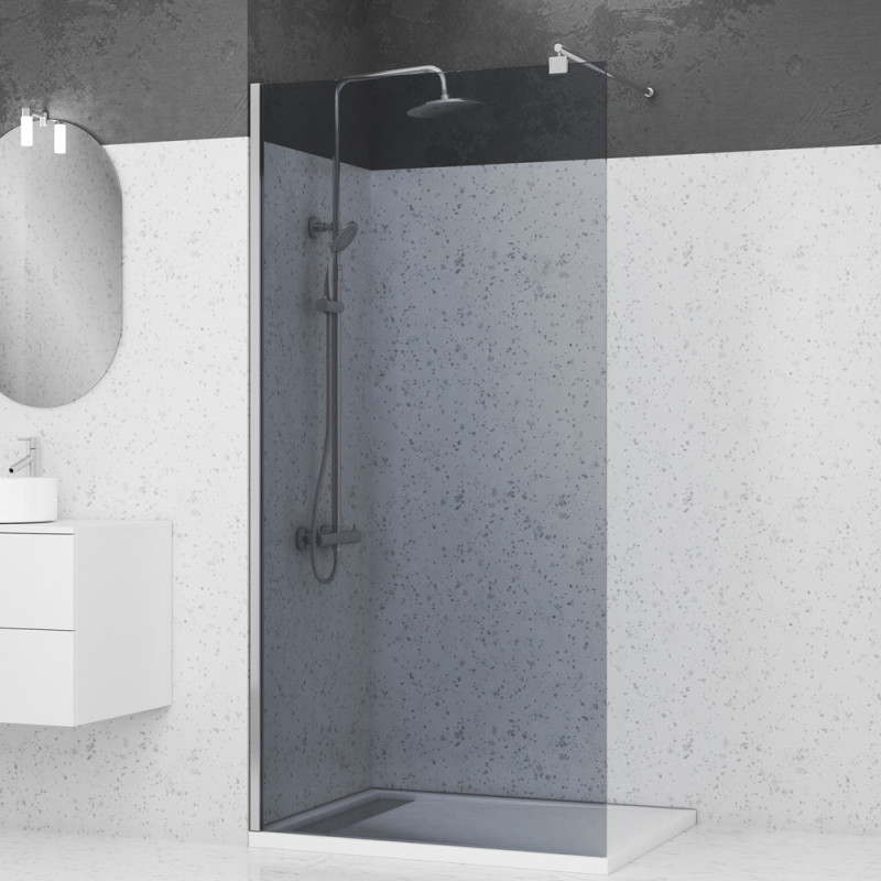 Paroi de douche Parma 2 fumée chrome 100 x 200 cm AURLANE