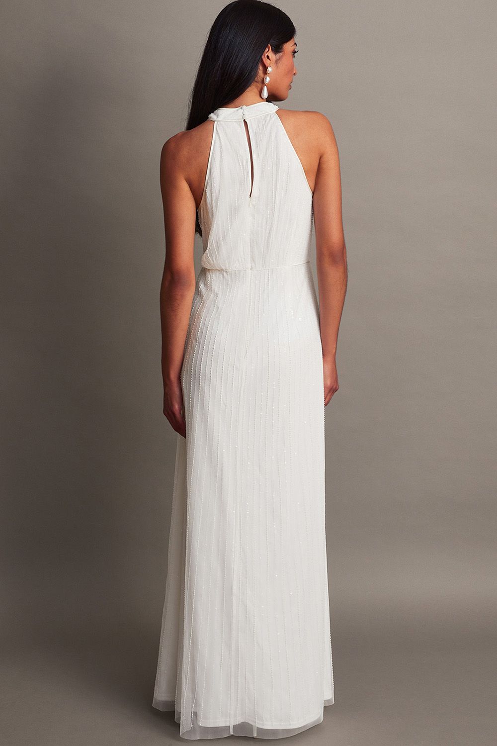 Monsoon Nikita Embellished Halter Bridal Dress Ivory