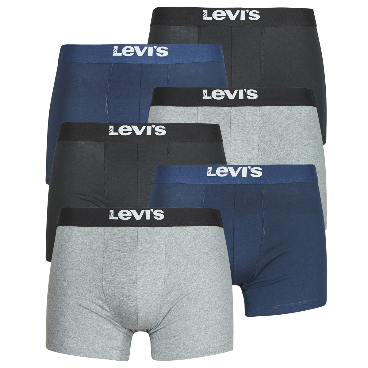 Levi's - SOLID BASIC BOXER BRIEF ORGANIC COTTON X6 - Black / Marine / Grey