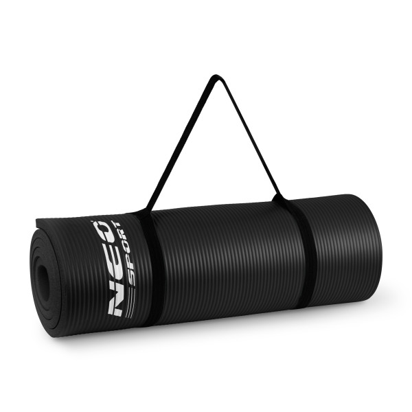Mata do ćwiczeń jogi fitness z otworami czarna Neo-Sport