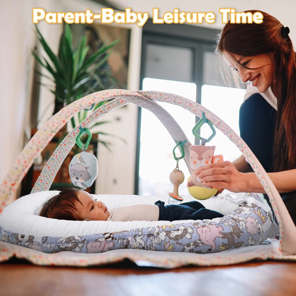 Baby Lounger for Newborn Cover Newborn Lounger for 0-12 Months,Breathable & Portable Infant Lounger Adjustable Cotton Soft Baby