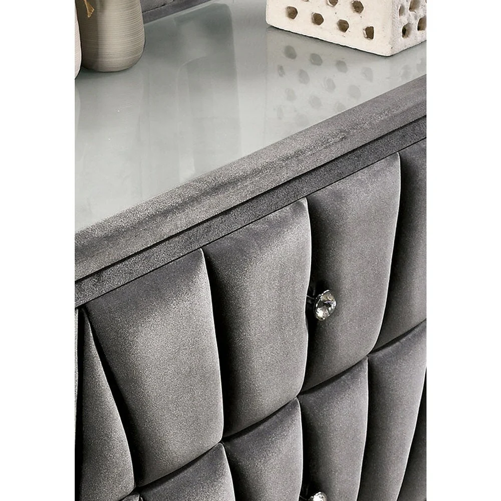 Fabric Upholstered Nightstand with 2 Drawers