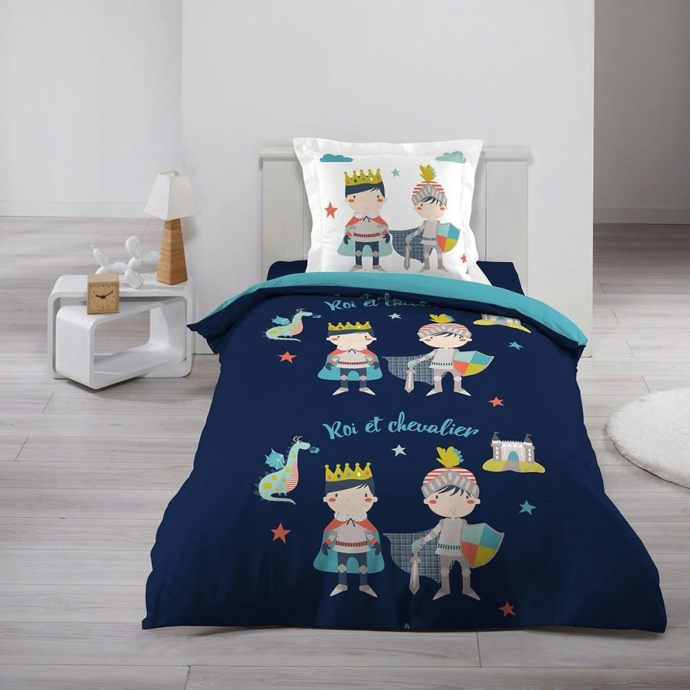 - Parure de couette 100% coton 57 fils imprimée 140x200 1 taie