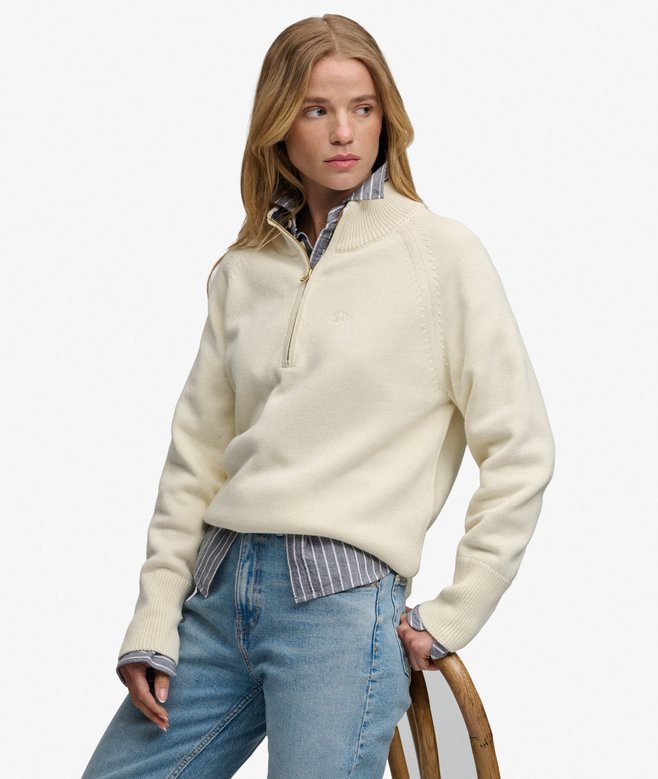 Classic Cotton Knit Half Zip Jumper