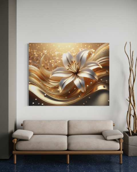 Feeby Obraz na płótnie, Kwiat Glamour Złoty 60x40