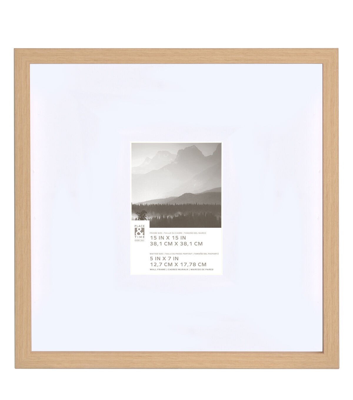 15 x 15 Matted to 5 x 7 Natural Wall Frame by Place & Time
