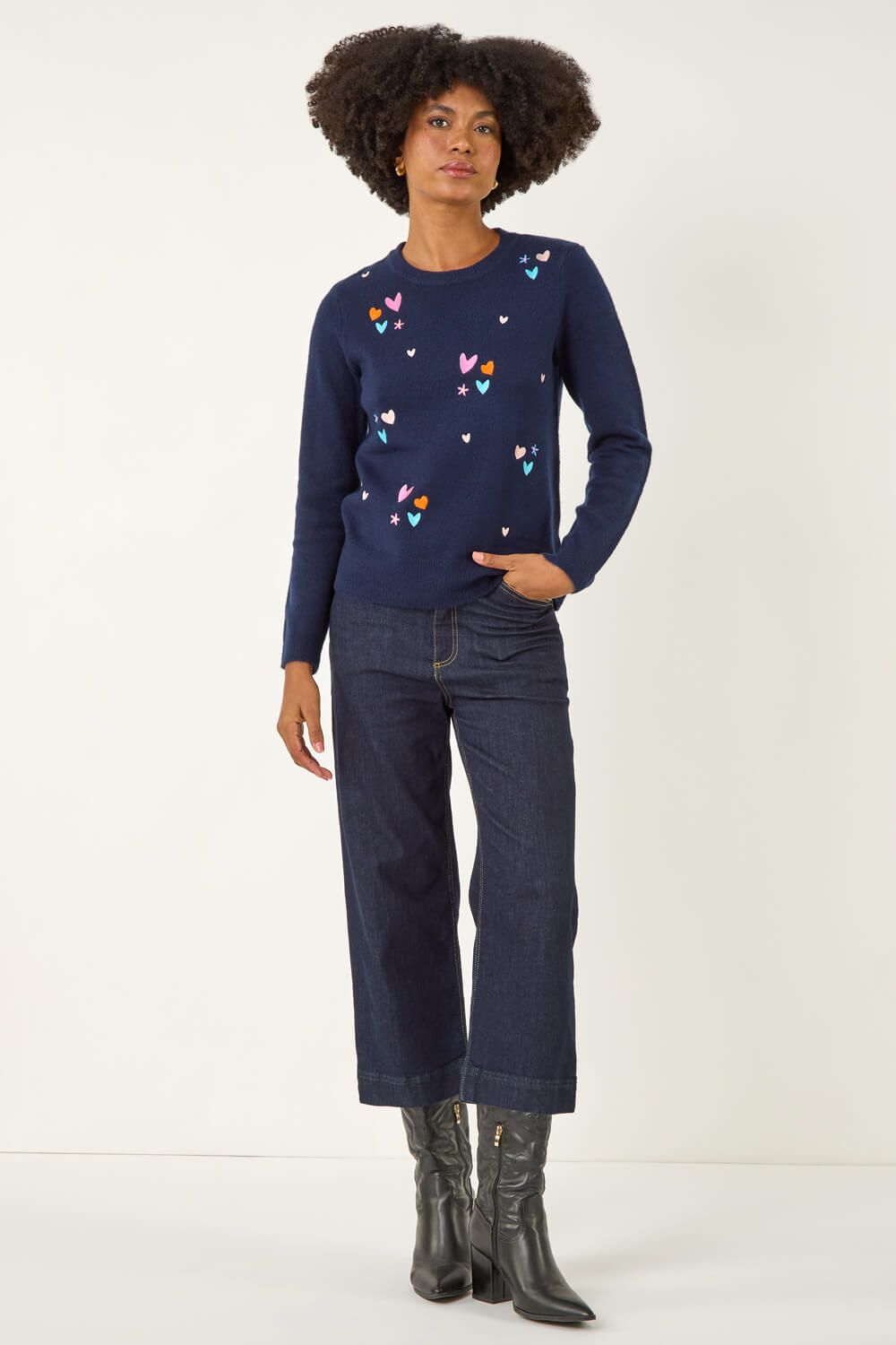 Roman Heart Embroidery Knit Jumper