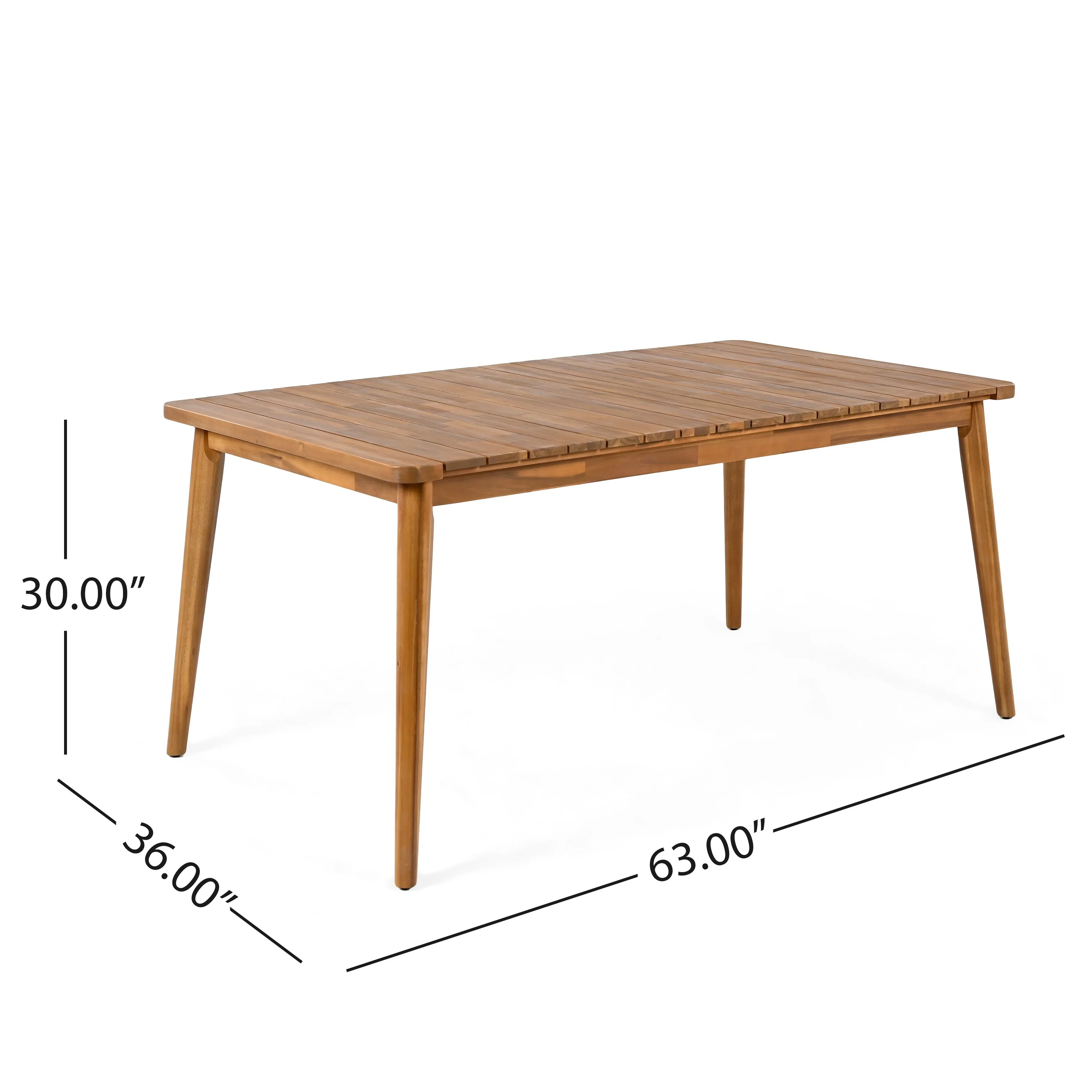 Acacia Wood Dining Table 6-Person Outdoor Table, Farmhouse Furniture, Teak 180 LBS Weight Capacity 63L