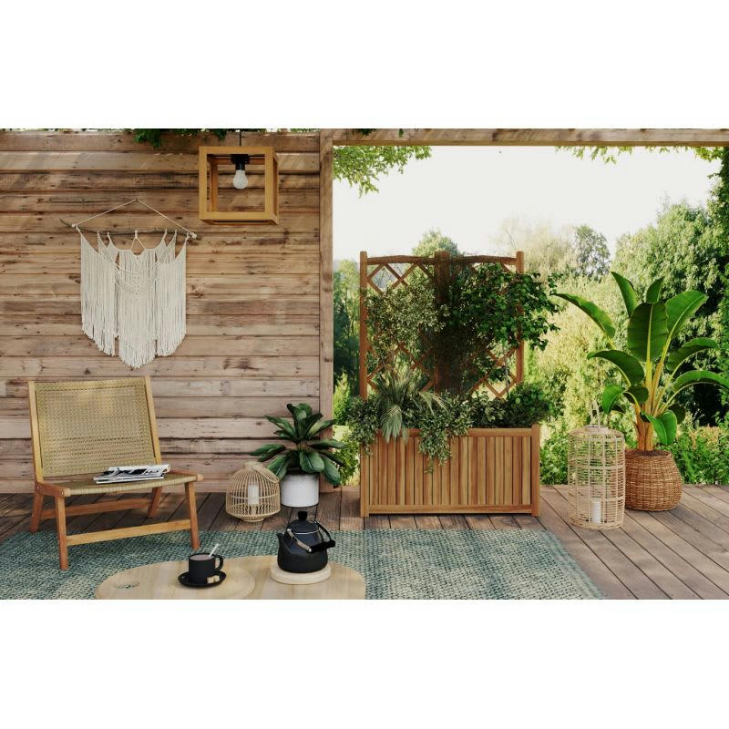 TARA - Fauteuil de jardin en bois d'acacia et résine tressée