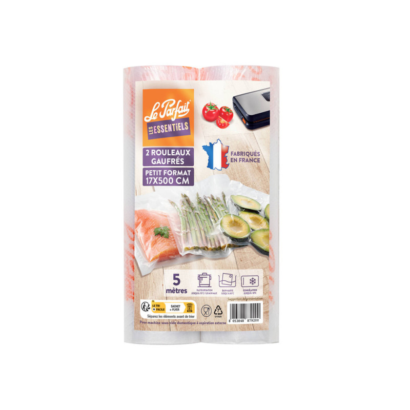 Rouleau de films sous-vide gaufrés 170 mm x 5 m 2 pièces LE PARFAIT