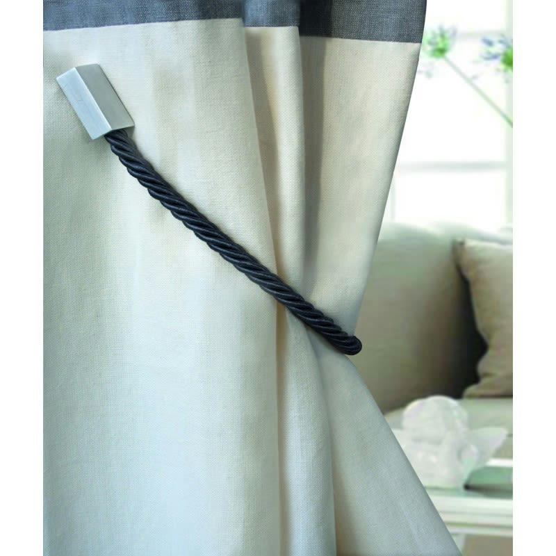 CORDOU - - Embrasse rideaux textile aimantée sans perçages - Gris argent