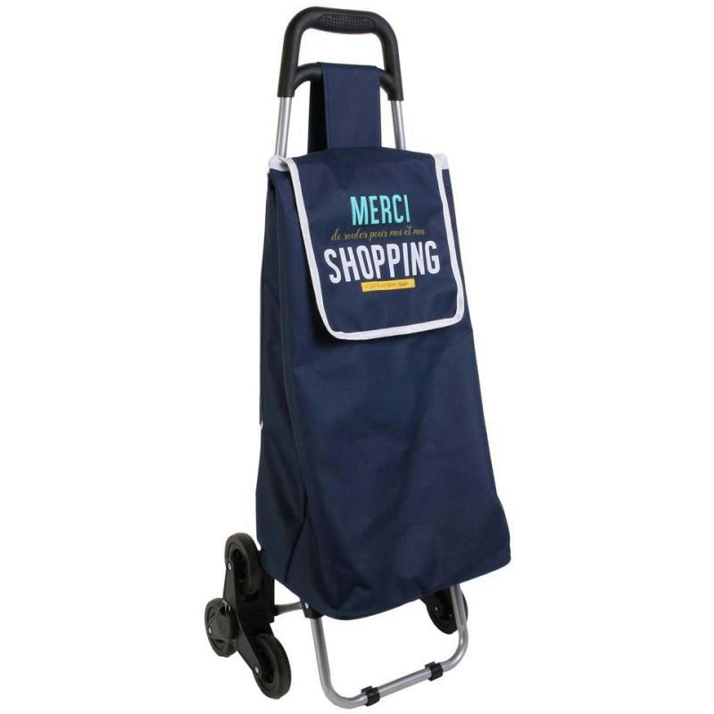 - Chariot shopping en polyester 6 roues bleu
