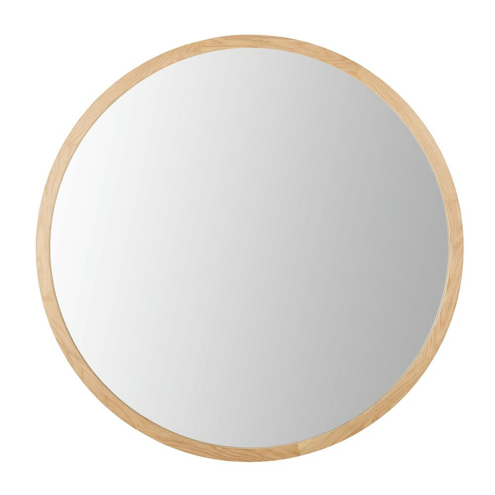 Adam - Grand miroir rond en bois de chêne D159