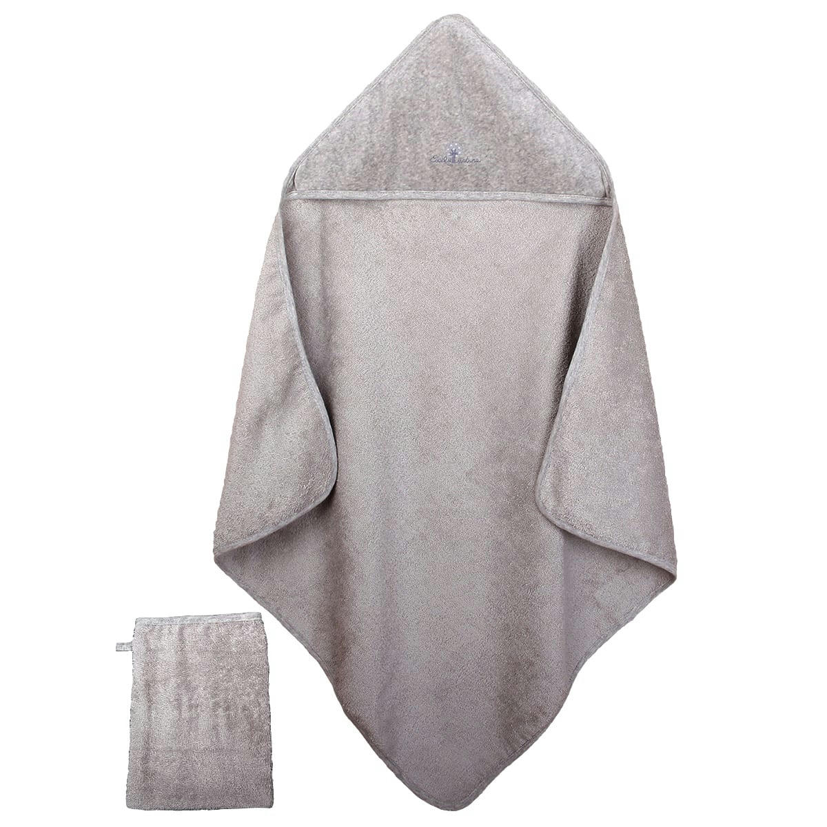 GAMME BIO UNIS - Cape de bain et gant 75x75 cm Coton bio Gris