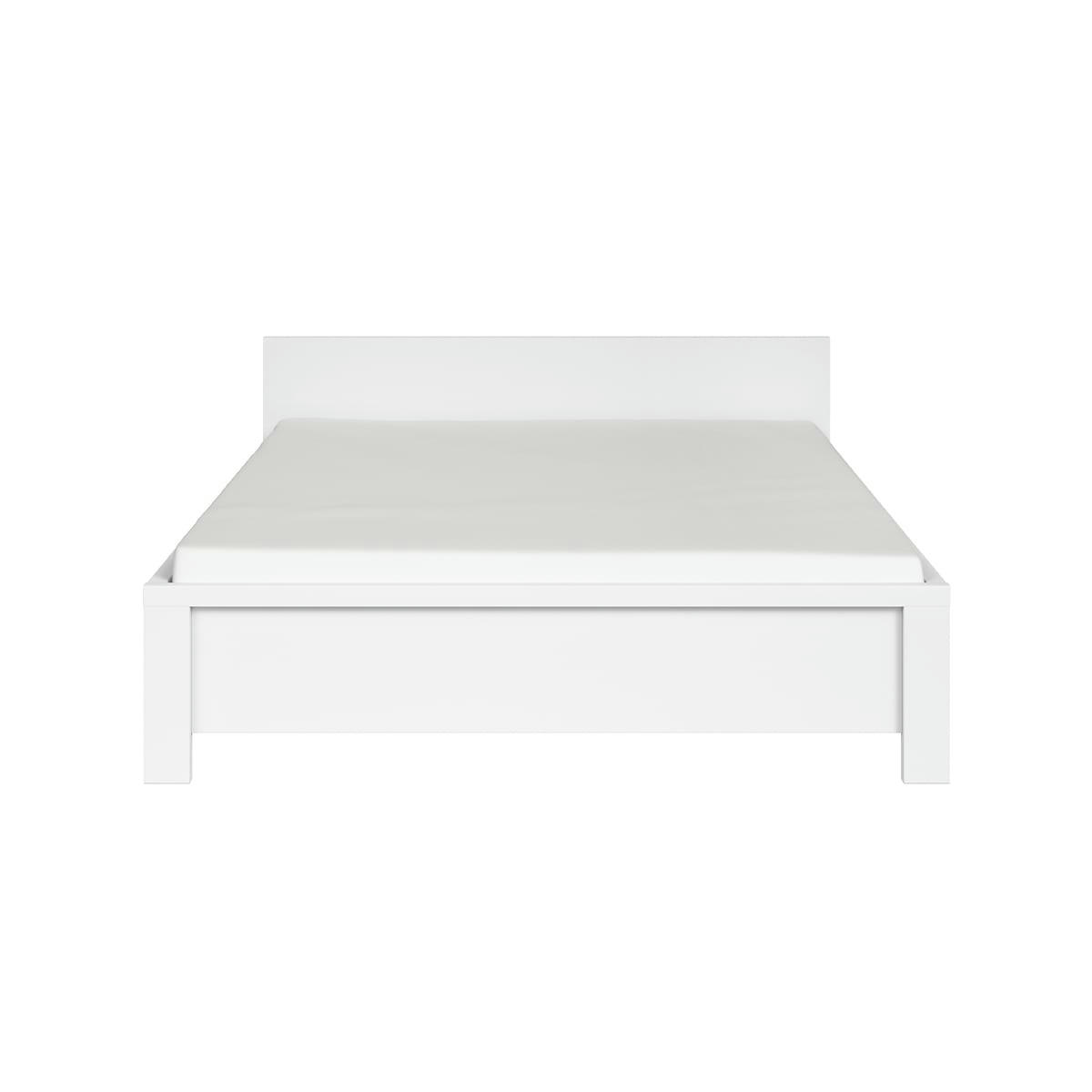 - Lit 140x200 tête de lit bas blanc