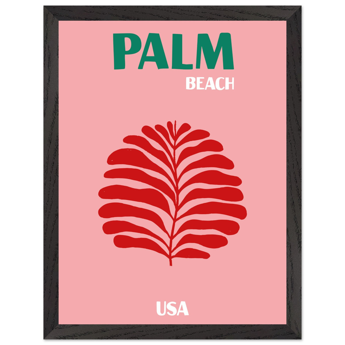 Artfulprints Poster met Lijst USA - Palm Beach  - 30x40 cm - Roze